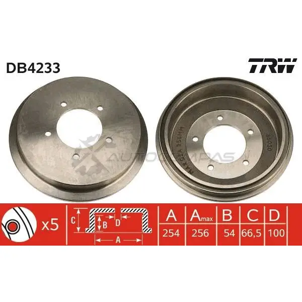 Тормозной барабан TRW J 8P5E db4233 3322937241354 1523006 - Изображение 1