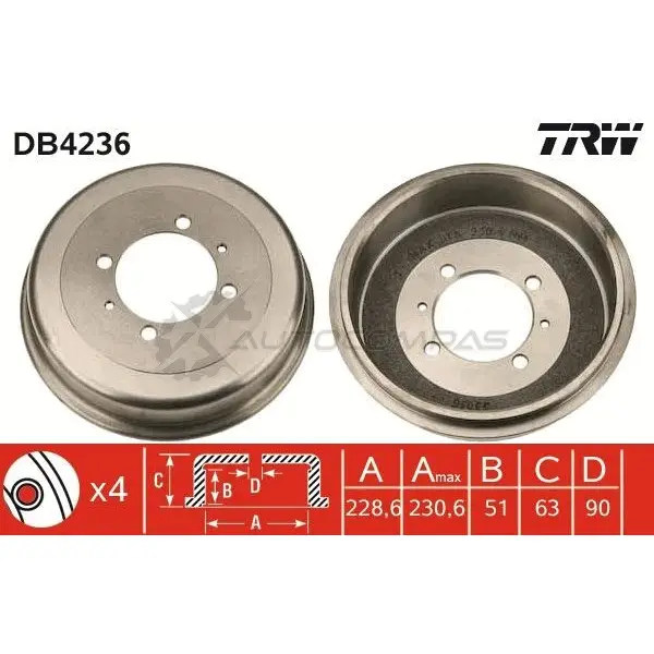 Тормозной барабан TRW db4236 3322937241385 1523009 R2 JFN - Изображение 1