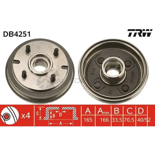 Тормозной барабан TRW 3322937279692 PKE HK 1523024 db4251 - Изображение 1