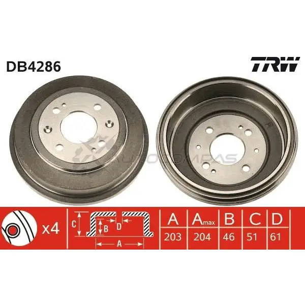 Тормозной барабан TRW 3322937322558 db4286 1523063 QLZ2L K
