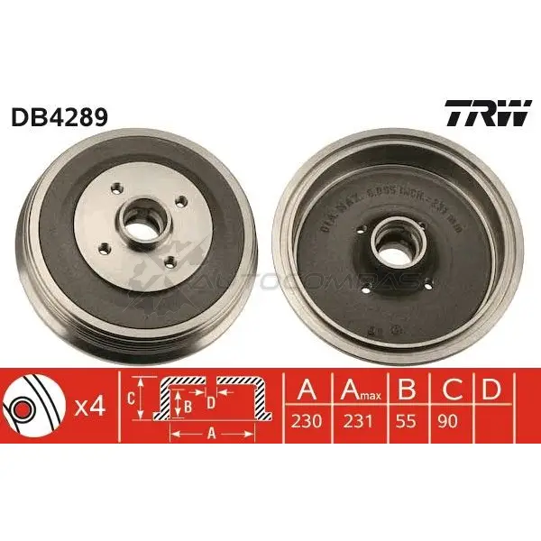 Тормозной барабан TRW NM 3559 1523066 3322937322589 db4289 - Изображение 1
