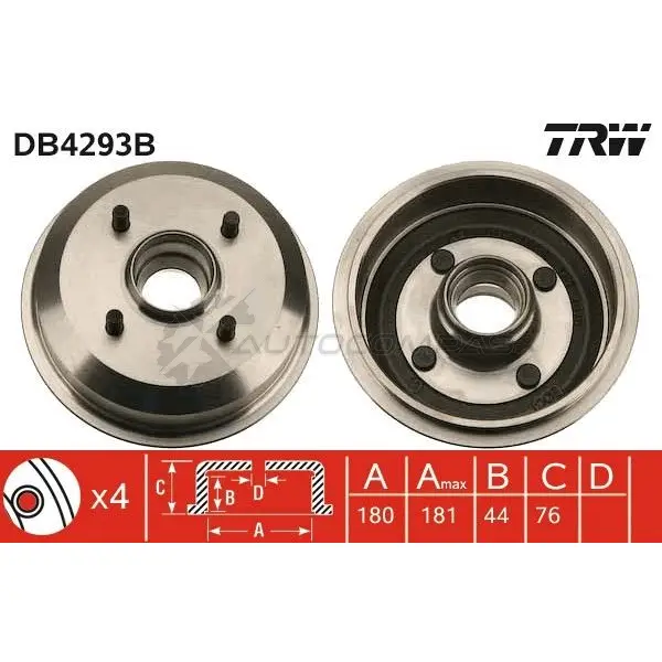 Тормозной барабан TRW 1523072 3322937811427 db4293b DUB 5SAW
