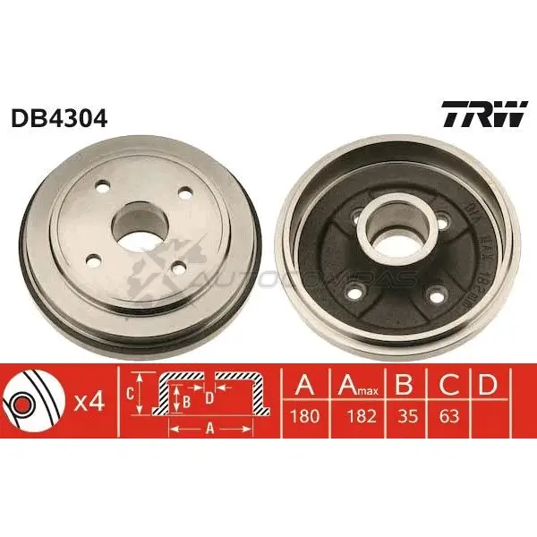 Тормозной барабан TRW 1523087 db4304 GQPRM J 3322937322688 изображение 0