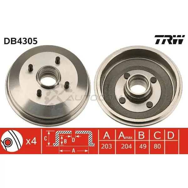 Тормозной барабан TRW db4305 3322937322695 ZDBZT DG 1523089 - Изображение 1