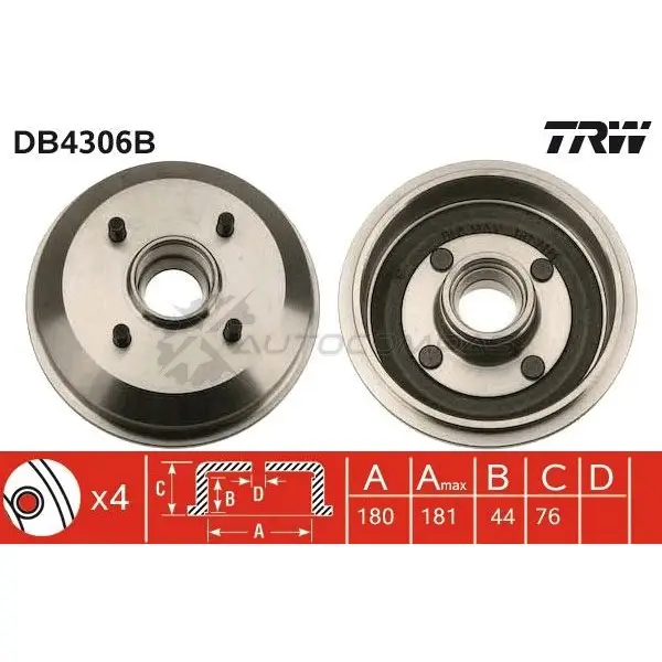 Тормозной барабан TRW db4306b Z2BFN JB 3322937811120 1523092