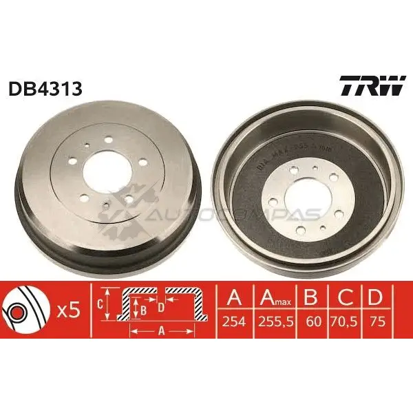 Тормозной барабан TRW HI DZG 1523102 3322937392186 db4313 - Изображение 1