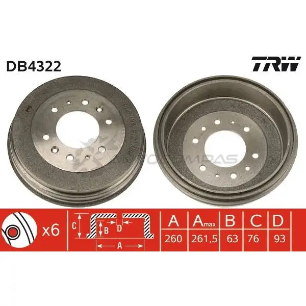 Тормозной барабан TRW 1523111 db4322 1U 4QL 3322937392162