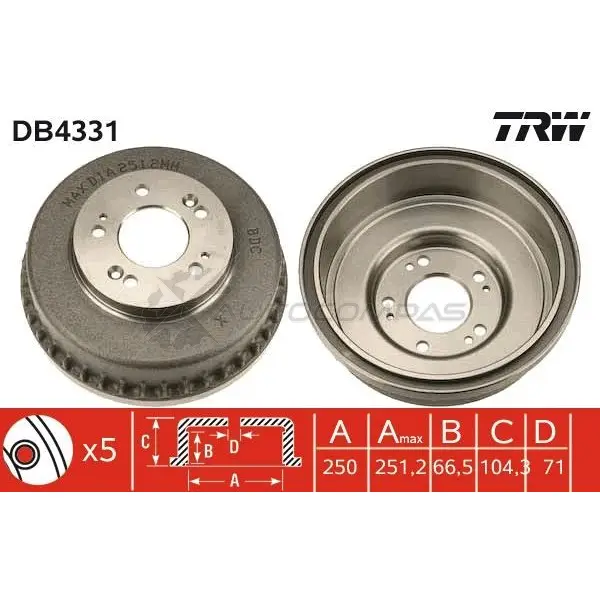 Тормозной барабан TRW 8XJ BZT 1523120 db4331 3322937392087 - Изображение 1