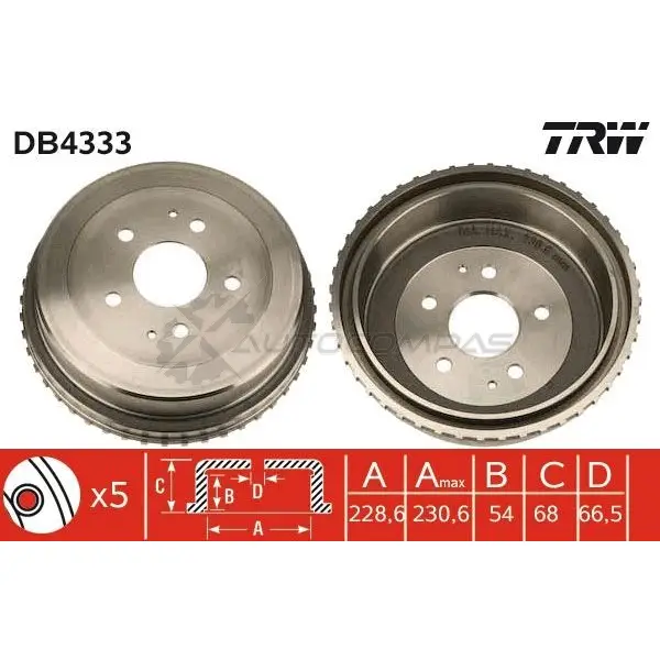 Тормозной барабан TRW 1523122 Y1 5GS9 db4333 3322937392285 - Изображение 1