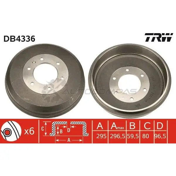 Тормозной барабан TRW 1523125 91TR 0W1 3322937392193 db4336 - Изображение 1