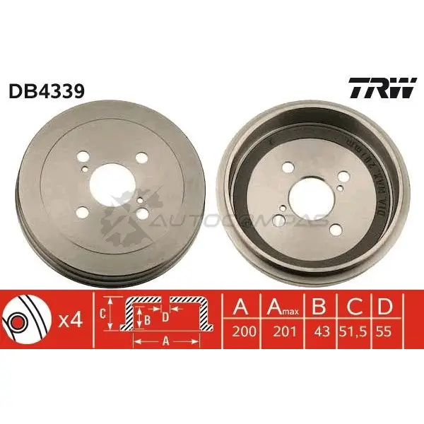 Тормозной барабан TRW db4339 3322937509522 KR LBY 1523129 - Изображение 1