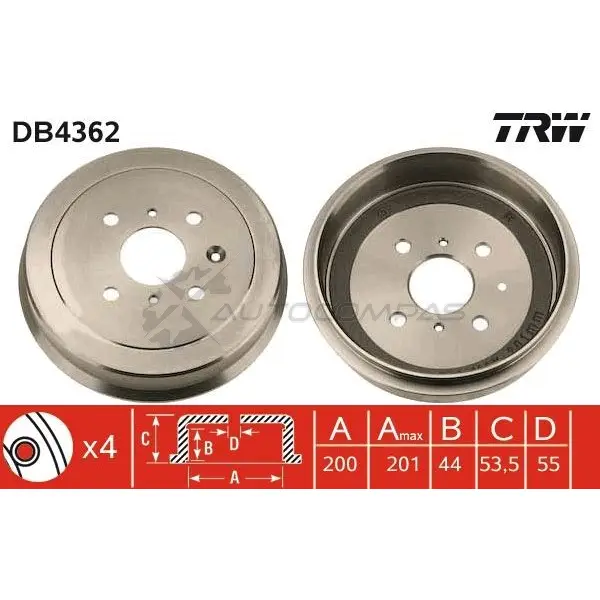 Тормозной барабан TRW 1523154 3322937559862 8L YQ176 db4362 - Изображение 1
