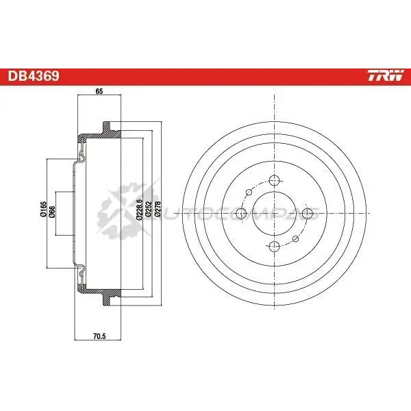 Тормозной барабан TRW 3322937559763 1523163 db4369 NS ENU4W изображение 1