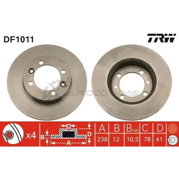 Тормозной диск TRW df1011 1523232 3322936101109 V URKZ6 изображение 0