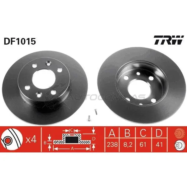 Тормозной диск TRW 1523236 JUOI 3 3322936101505 df1015 - Изображение 1