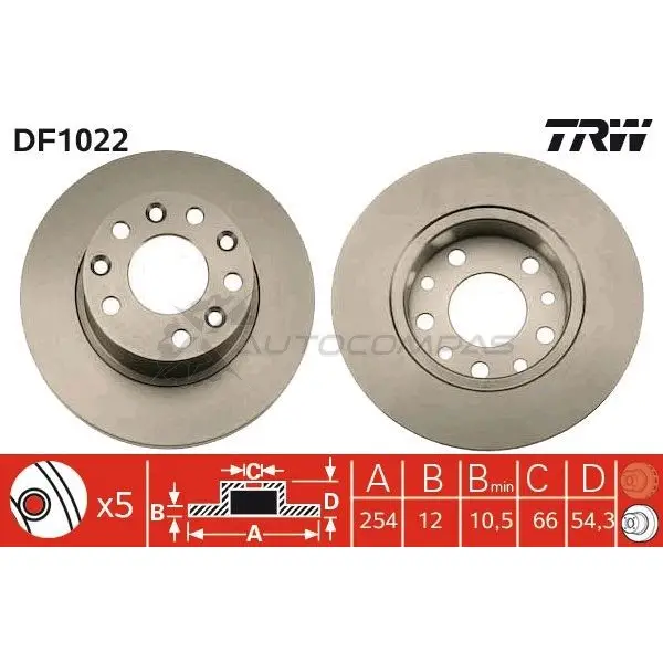 Тормозной диск TRW 1J RSA 3322936102205 df1022 1523243 изображение 0