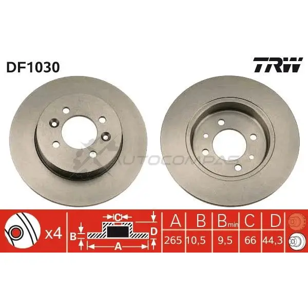 Тормозной диск TRW df1030 1523250 3322936103004 7B F4RB изображение 0