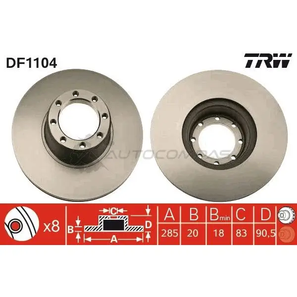 Тормозной диск TRW 3322936110408 df1104 GP XLOL 1523256 - Изображение 1