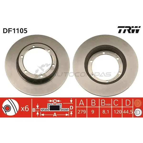Тормозной диск TRW 1523257 PZHB 0 3322936110507 df1105 - Изображение 1