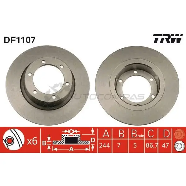 Тормозной диск TRW 1523258 G8S 2JC df1107 3322936110705 - Изображение 1