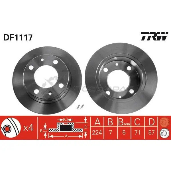 Тормозной диск TRW 3322936111702 ZE 1QHMN 1523263 df1117 - Изображение 1