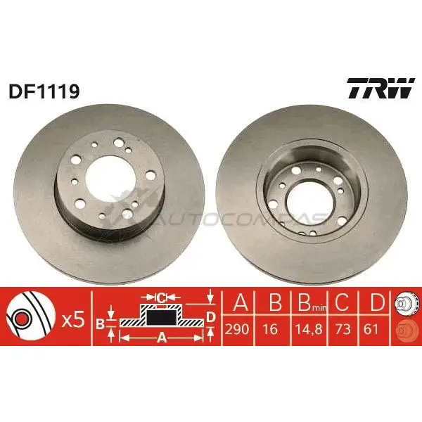 Тормозной диск TRW J LNNM df1119 1523265 3322936111900 изображение 0