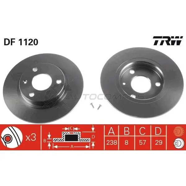 Тормозной диск TRW AFANZK Q df1120 3322936112006 1523266 изображение 0