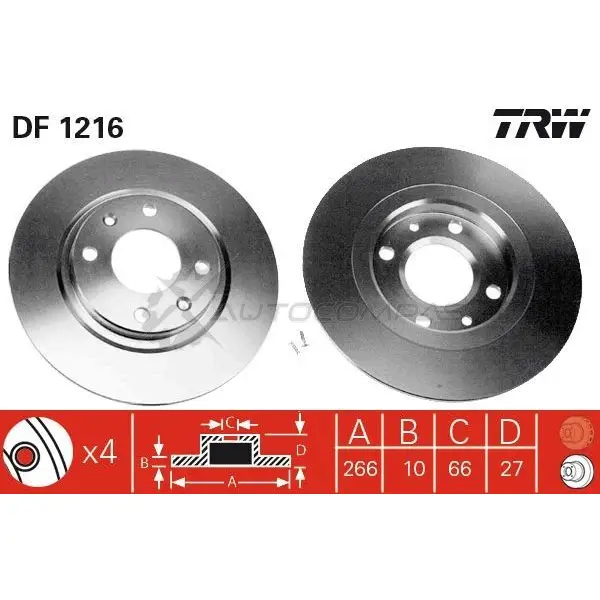 Тормозной диск TRW df1216 1523274 UV QGQ9 3322936121602 - Изображение 1
