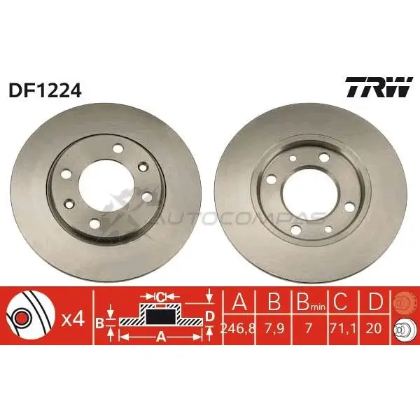 Тормозной диск TRW 1523281 3322936122401 A1 AKANR df1224 - Изображение 1