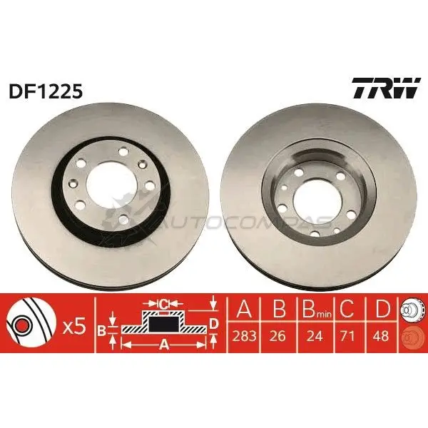 Тормозной диск TRW df1225 1523282 3322936122500 327ZD M - Изображение 1