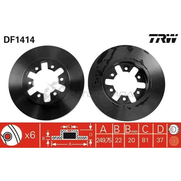 Тормозной диск TRW 3322936141402 58LW2O 9 1523290 df1414 - Изображение 1