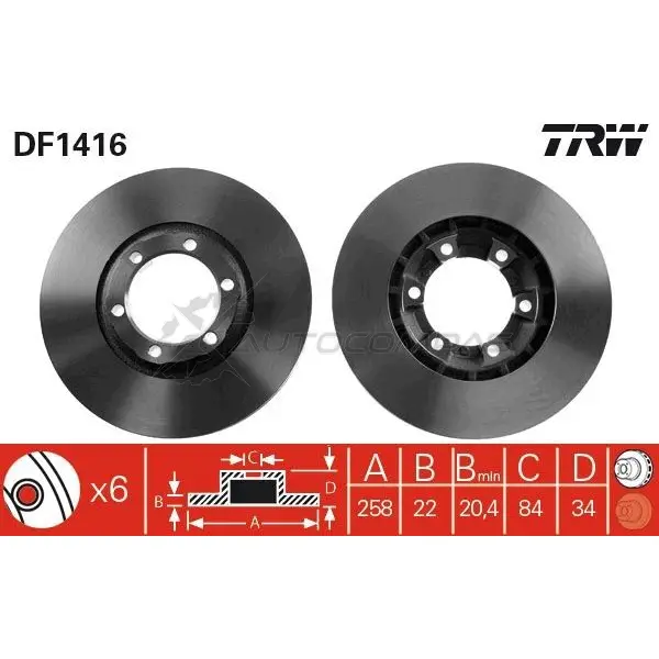 Тормозной диск TRW 1523291 df1416 3322936141600 0G 6C3 - Изображение 1