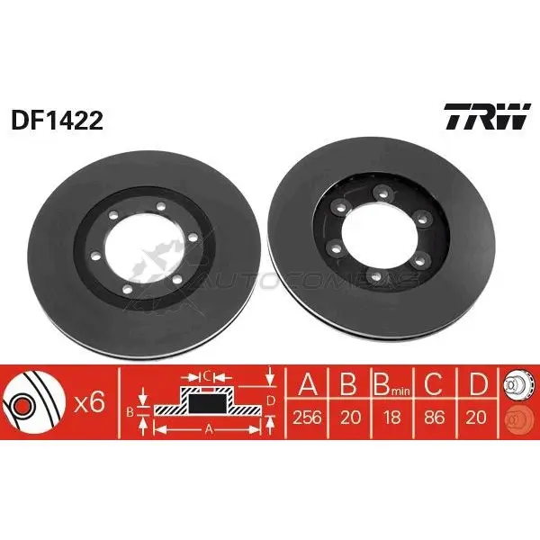 Тормозной диск TRW df1422 1523294 V8 AU1T3 3322936142201 изображение 0