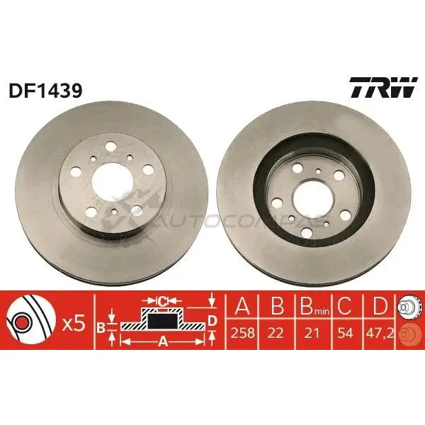 Тормозной диск TRW 1523308 KJ SUZ40 3322937075997 df1439 - Изображение 1