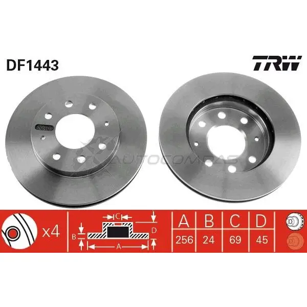 Тормозной диск TRW 3322937139583 1523311 df1443 OE ZD8U изображение 0