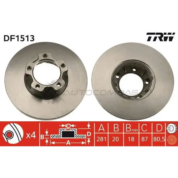Тормозной диск TRW 3322936151302 df1513 1523313 O 3ZCKQ - Изображение 1