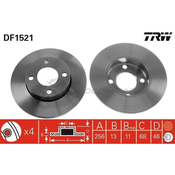 Тормозной диск TRW df1521 J12 ZGH 3322936152101 1523318 изображение 0