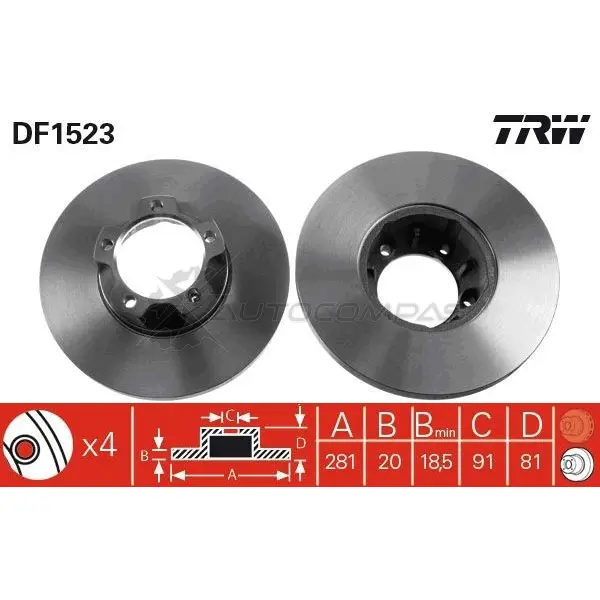 Тормозной диск TRW 1523319 WWW 0Q 3322936152309 df1523 - Изображение 1