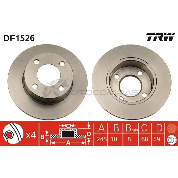 Тормозной диск TRW 3322936152606 G1P7 1 df1526 1523322 - Изображение 1