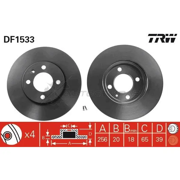 Тормозной диск TRW 1523328 3322936153306 df1533 LN6P 56Z - Изображение 1