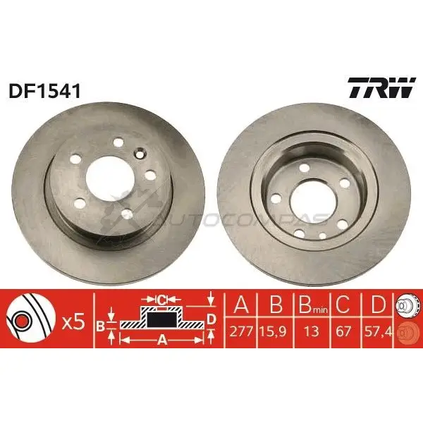 Тормозной диск TRW 1523335 3322937076031 2 IR2GW df1541 - Изображение 1