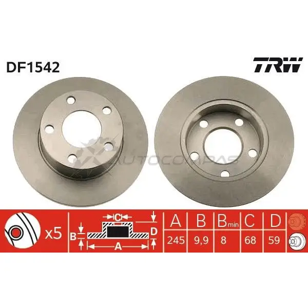 Тормозной диск TRW 3322936154204 df1542 BATX Q 1523336 - Изображение 1