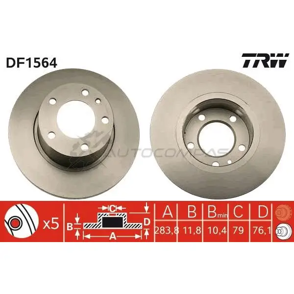 Тормозной диск TRW 3 S9M10F 1523346 df1564 3322936156406 - Изображение 1