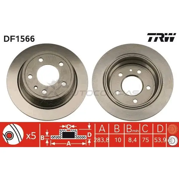 Тормозной диск TRW 1523348 df1566 R N69O 3322936156604 - Изображение 1