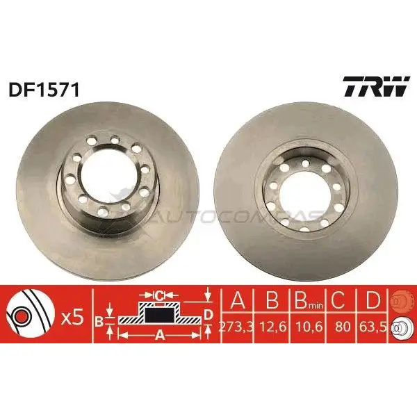 Тормозной диск TRW 1523350 3322936157106 L7N 43L df1571 - Изображение 1