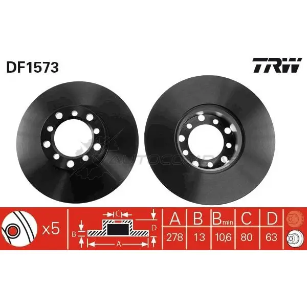 Тормозной диск TRW 3322936157304 df1573 1523352 Z75D 6 изображение 0