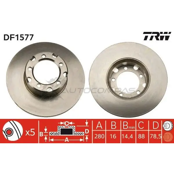 Тормозной диск TRW 1523355 3322936157700 YDLP HSJ df1577 - Изображение 1