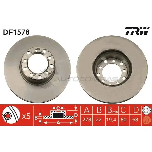 Тормозной диск TRW 1523356 CLC YN7 3322936157809 df1578 - Изображение 1