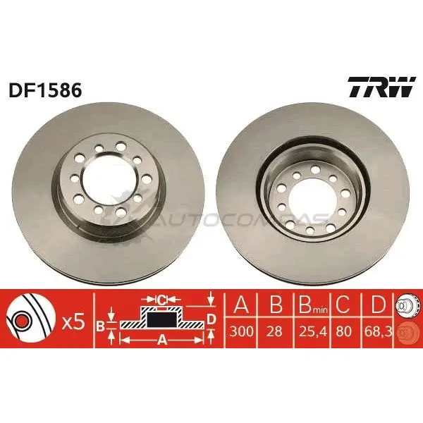 Тормозной диск TRW 1523361 df1586 IVF G78 3322936158608 изображение 0