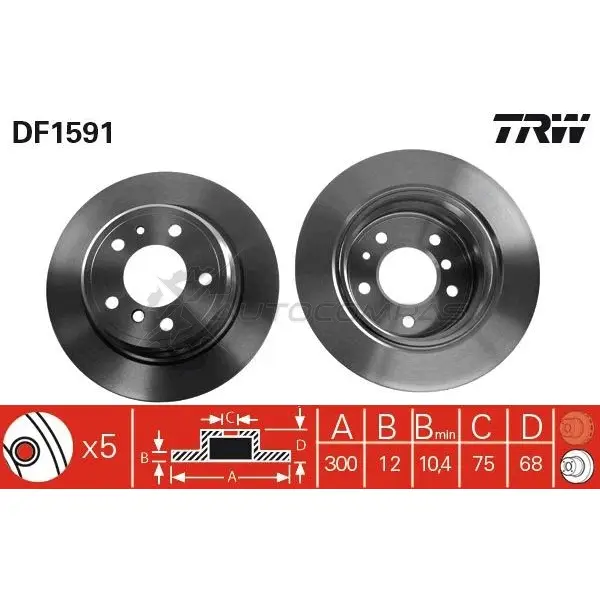 Тормозной диск TRW 3322936159100 9S9T TV 1523363 df1591 - Изображение 1